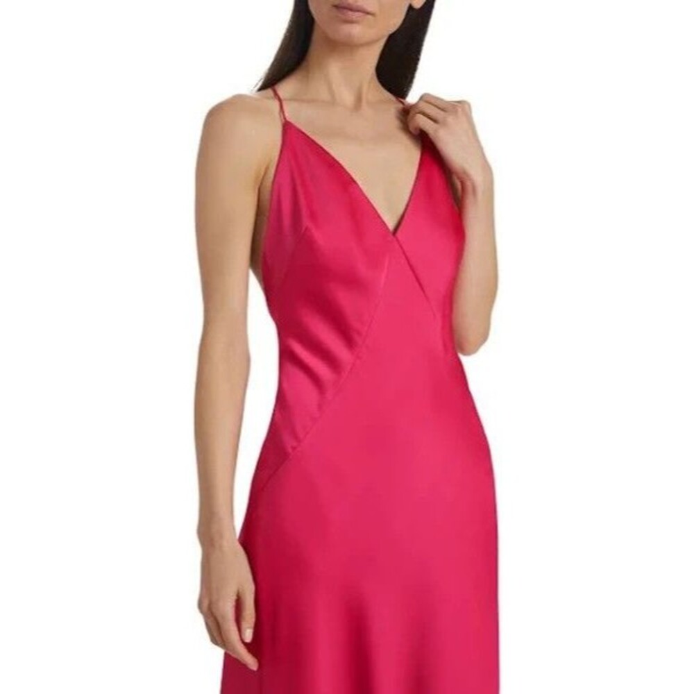 Ramy Brook Women's Caspe Gown Hot Pink Strap Satin Dress E02243021 Size 14